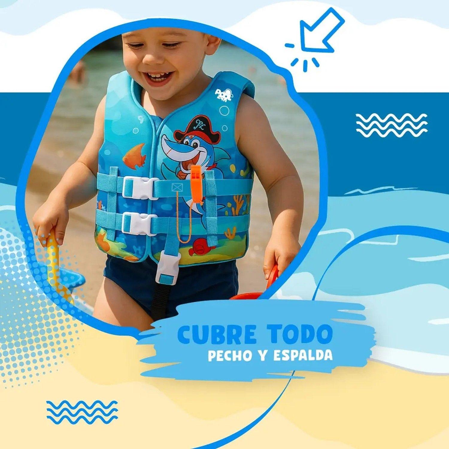 Chaleco Flotador Niños Tiburón Natación Seguridad Piscina-5