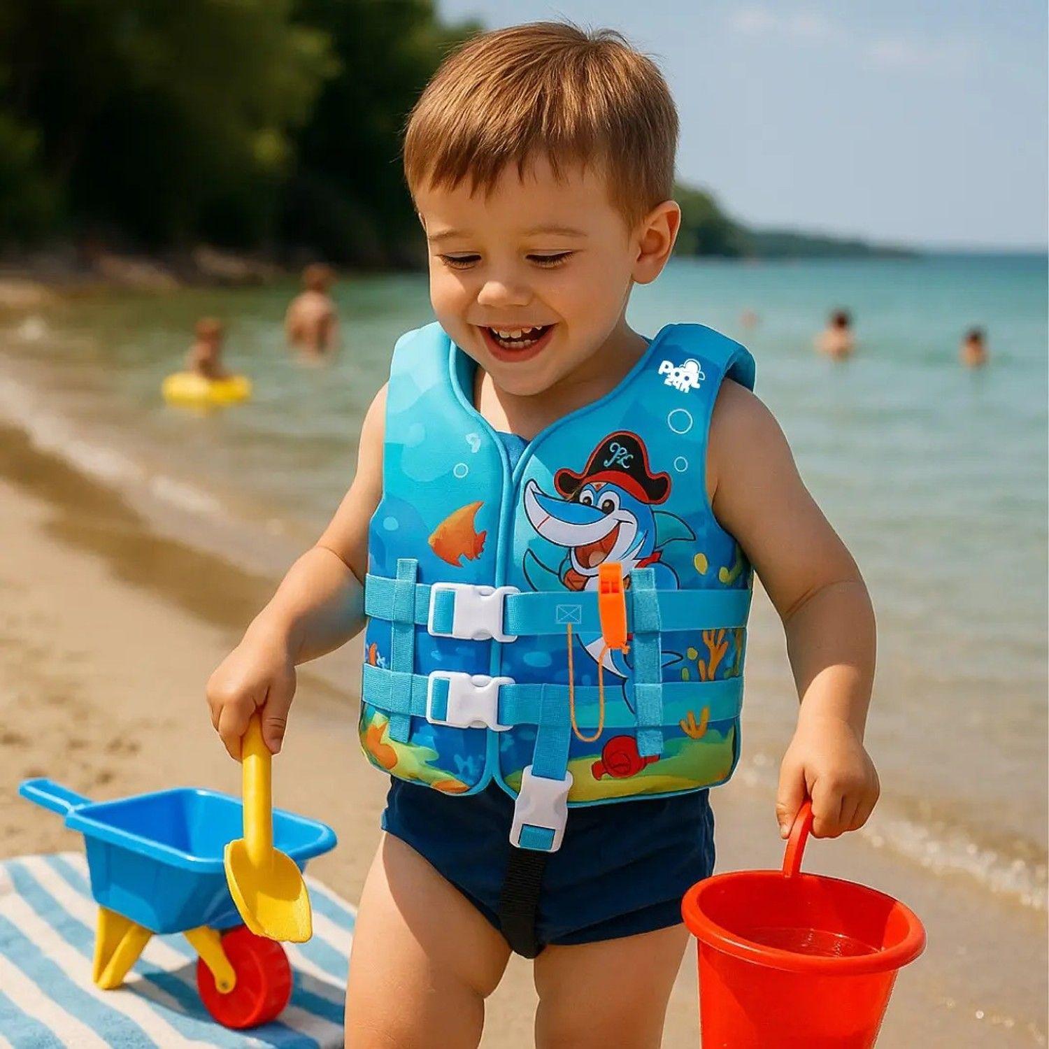 Chaleco Flotador Niños Tiburón Natación Seguridad Piscina-6
