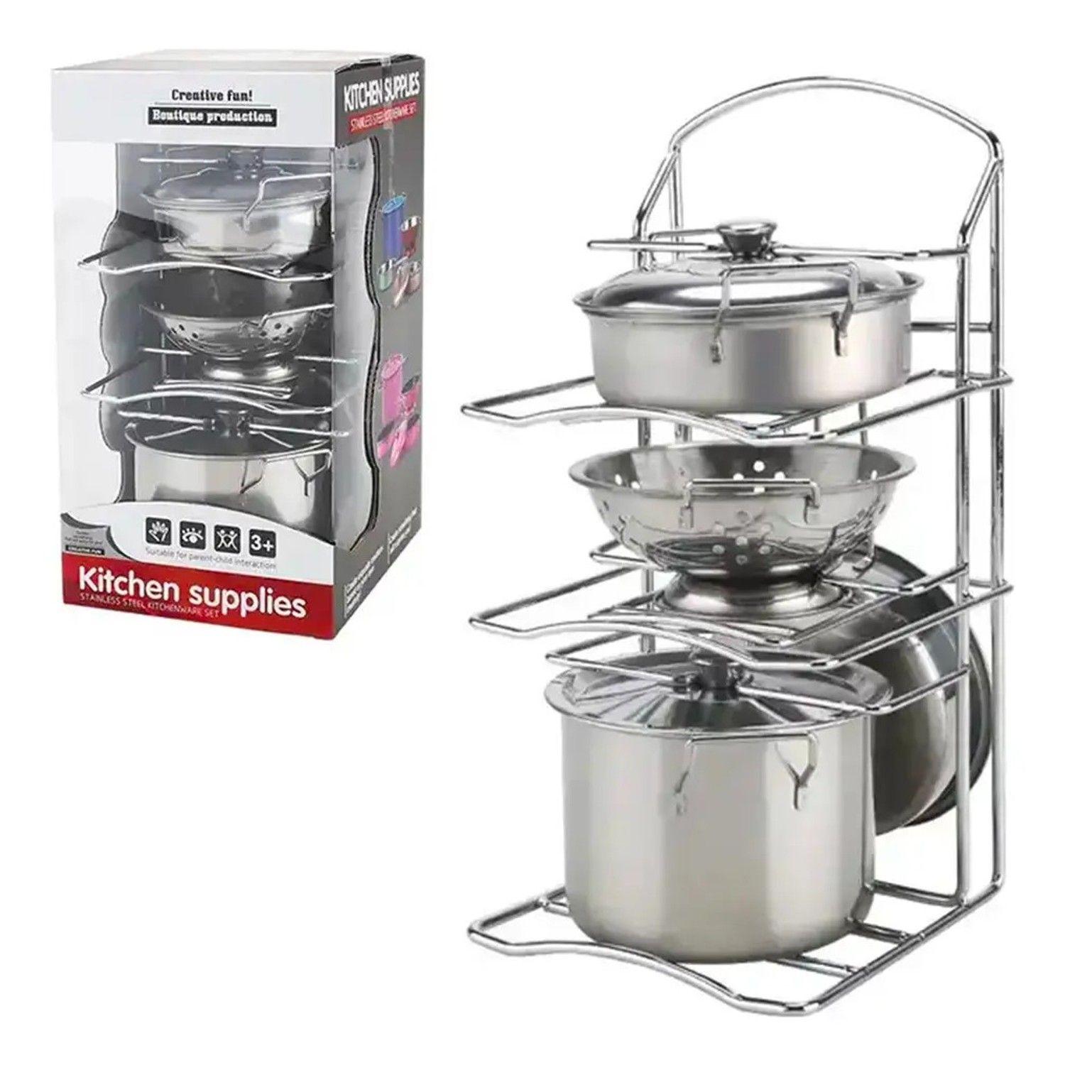 Set Juego De Ollas Y Utensilios Cocina Infantil Juguete Niña-0