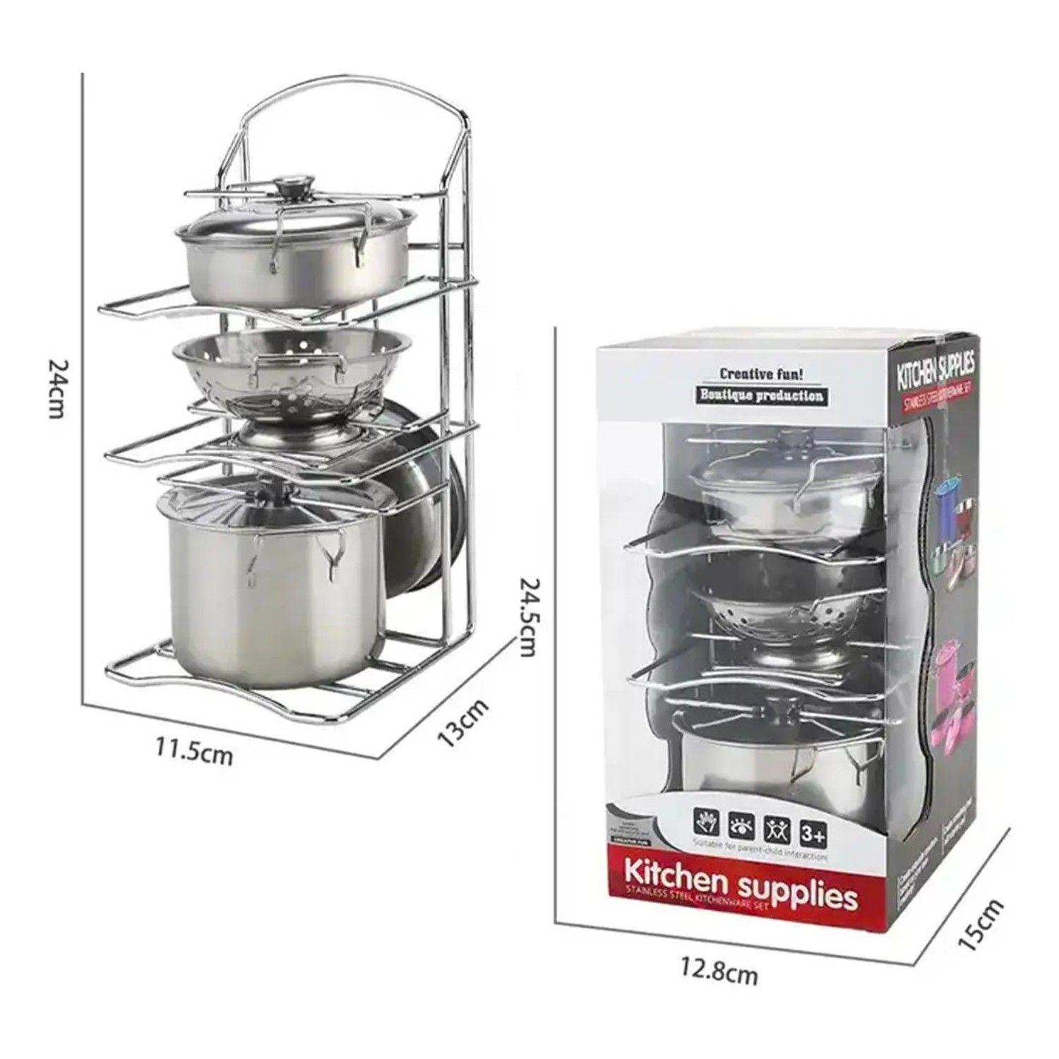 Set Juego De Ollas Y Utensilios Cocina Infantil Juguete Niña-3
