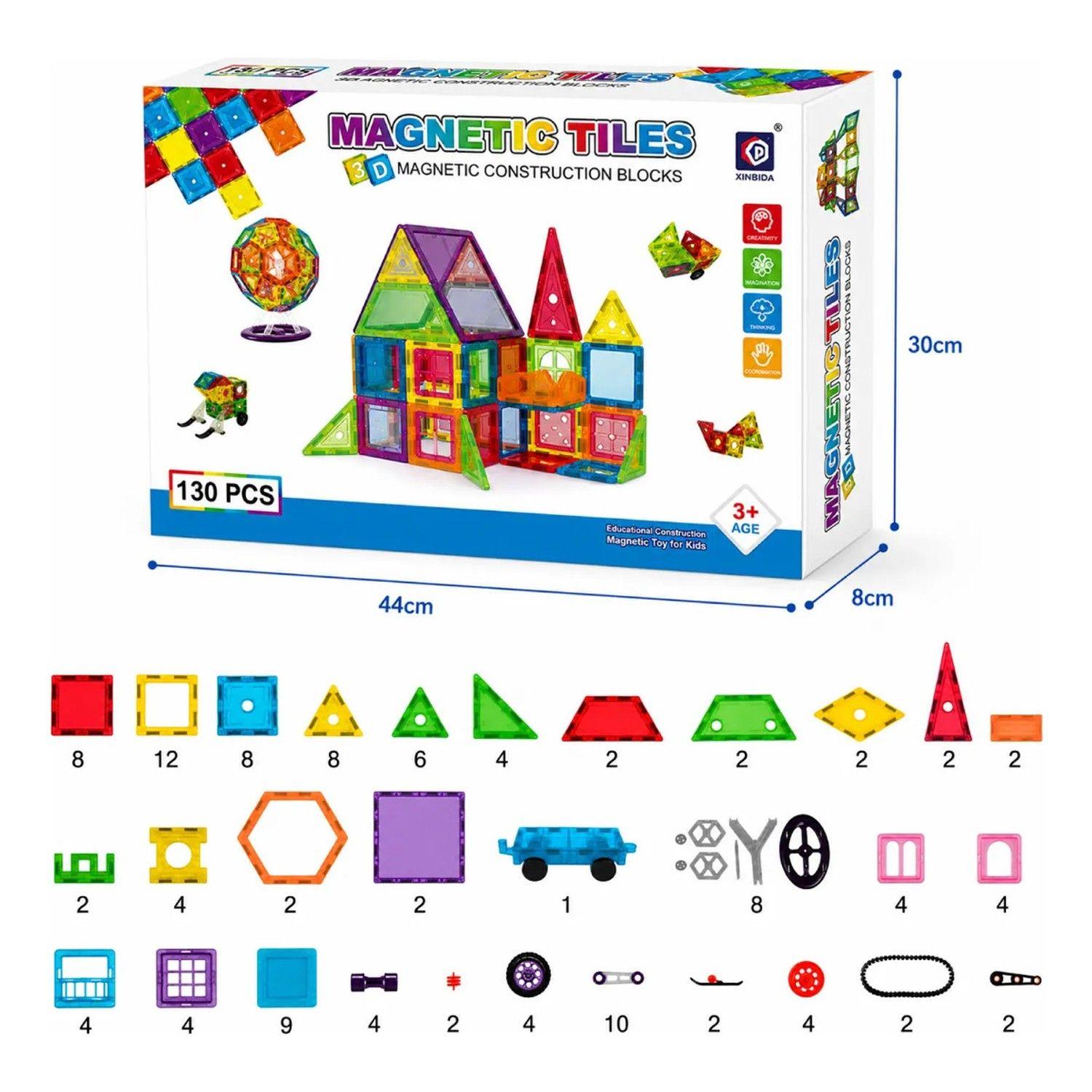 Juego De Bloques De Construcción Magnéticos 3d 130 Pcs Niños-2