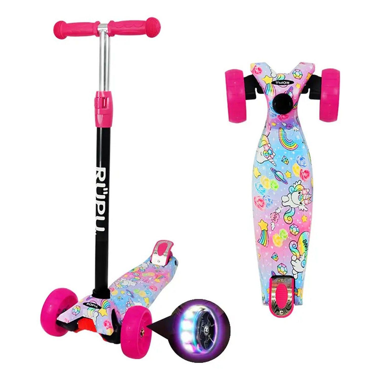 Scooter Monopatin Rupu Unicornio Kawaii Regulable Rueda Led-0