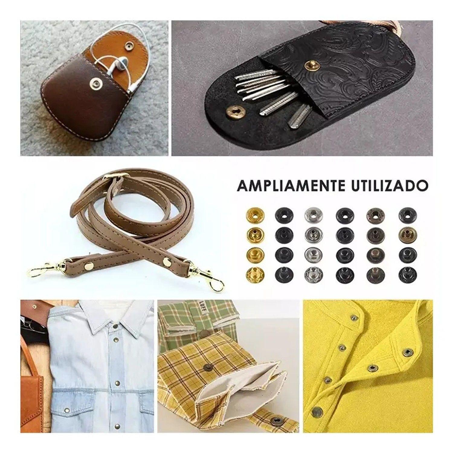 Set Broches Metálicos De Presión 6 Colores 132 Pcs Para Ropa Dorado-5