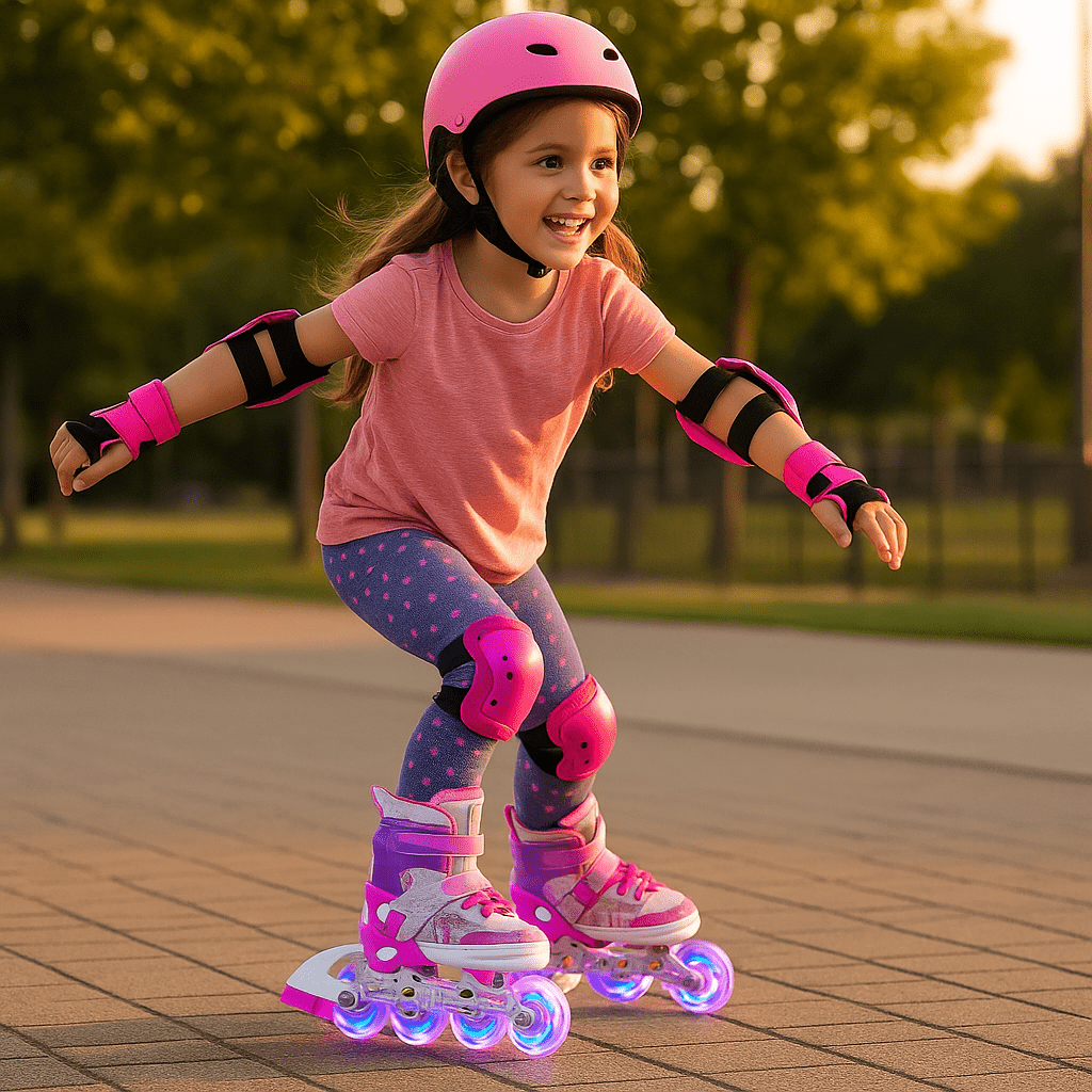 Patines En Linea Niñas Ajustable Rupu Sirena AquaPink Ruedas Led-5