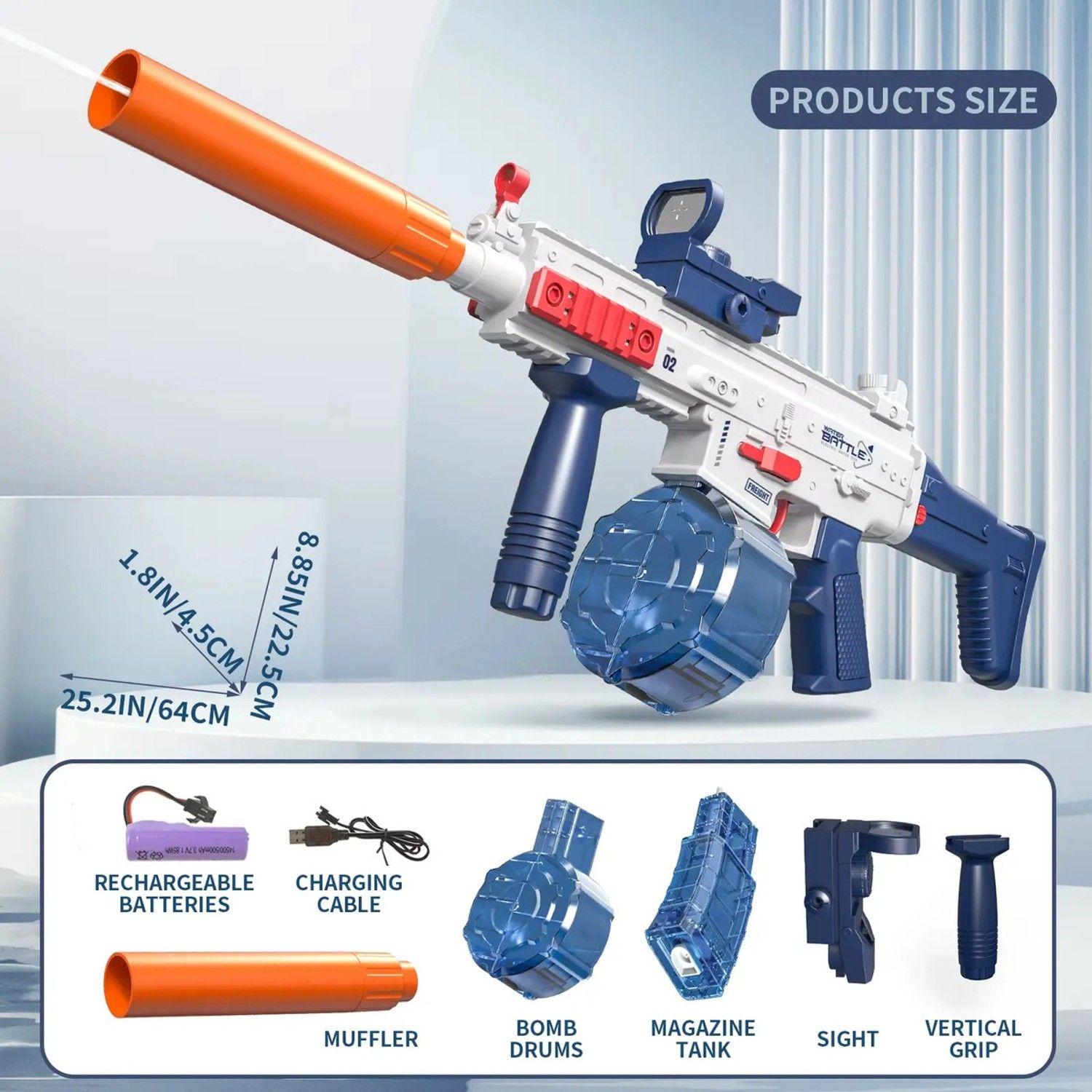 Pistola Agua Eléctrica Uzi Juguete Recargable Niños Verano-3