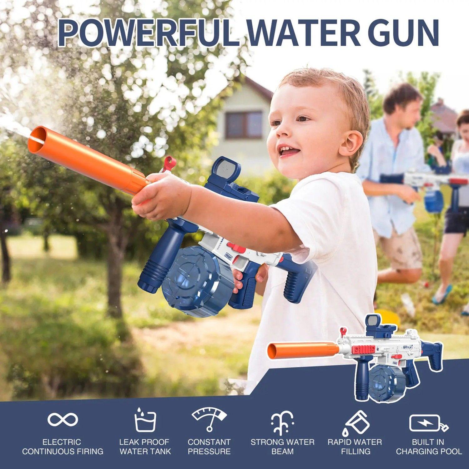 Pistola Agua Eléctrica Uzi Juguete Recargable Niños Verano-4