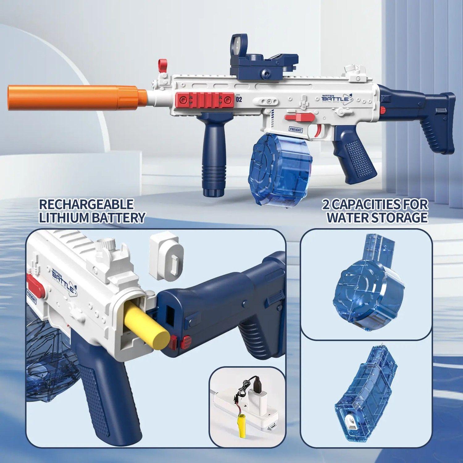 Pistola Agua Eléctrica Uzi Juguete Recargable Niños Verano-5