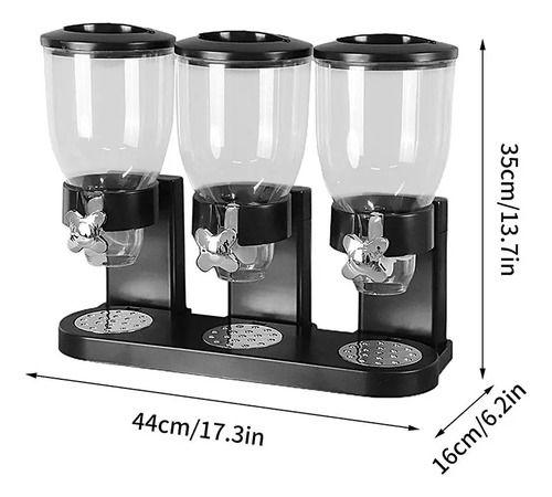 Dispensador Triple De Mesa Cereal Granos Frutos Secos Dulces Negro-2