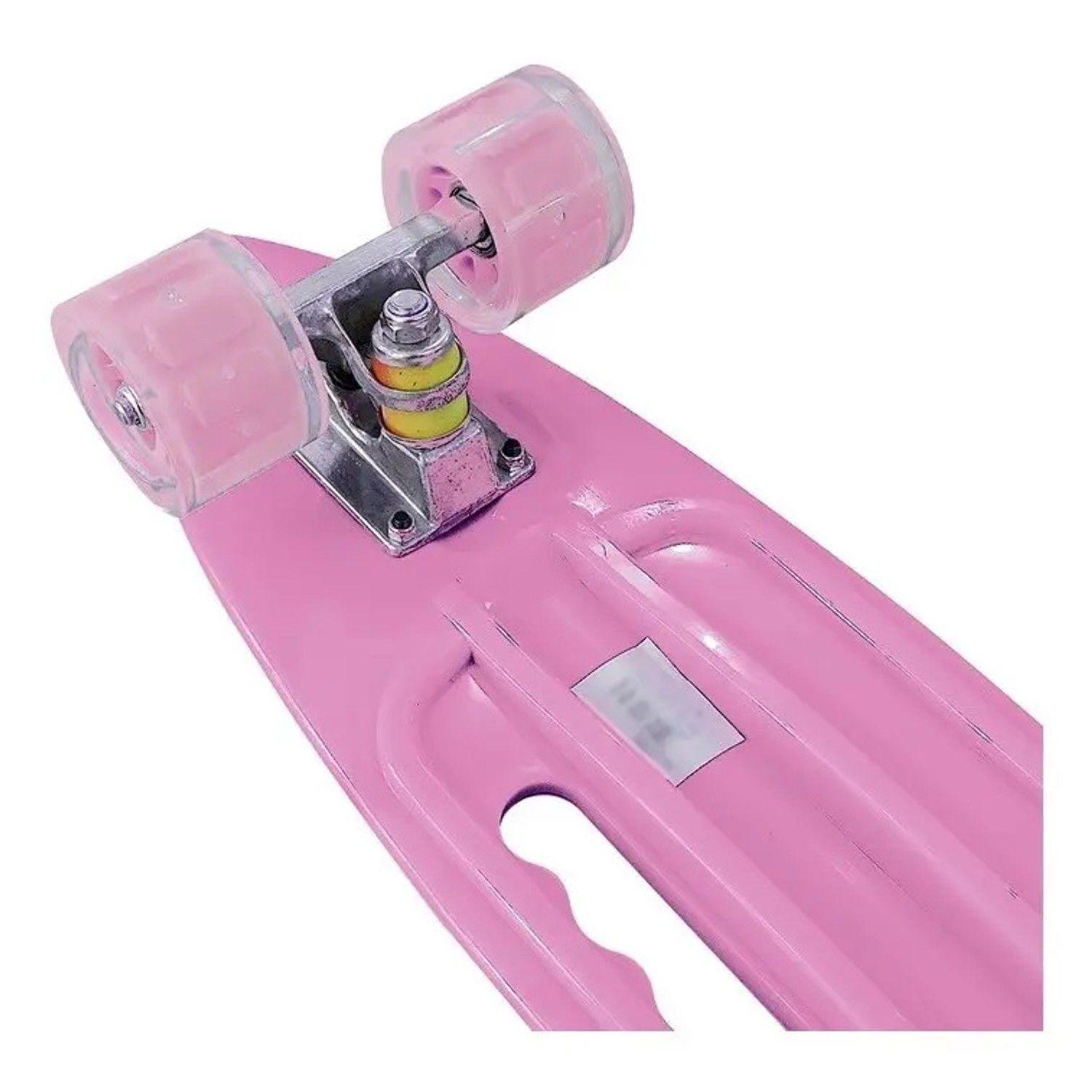 Skate Penny Cruiser Patineta Pink Flowers Ruedas Led Niños Rosado-1