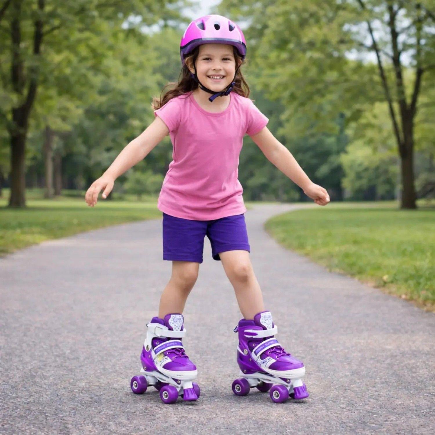 Patines 4 Ruedas Ajustable Artísticos Morado Para Niñas-1