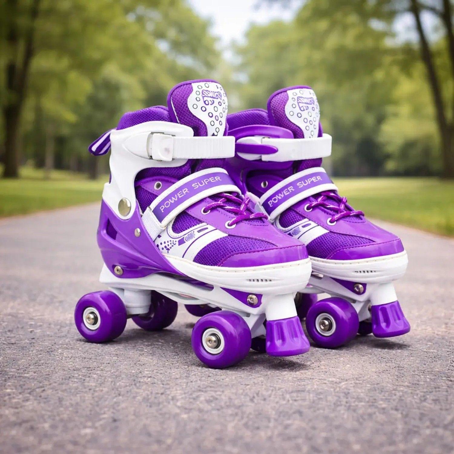 Patines 4 Ruedas Ajustable Artísticos Morado Para Niñas-3