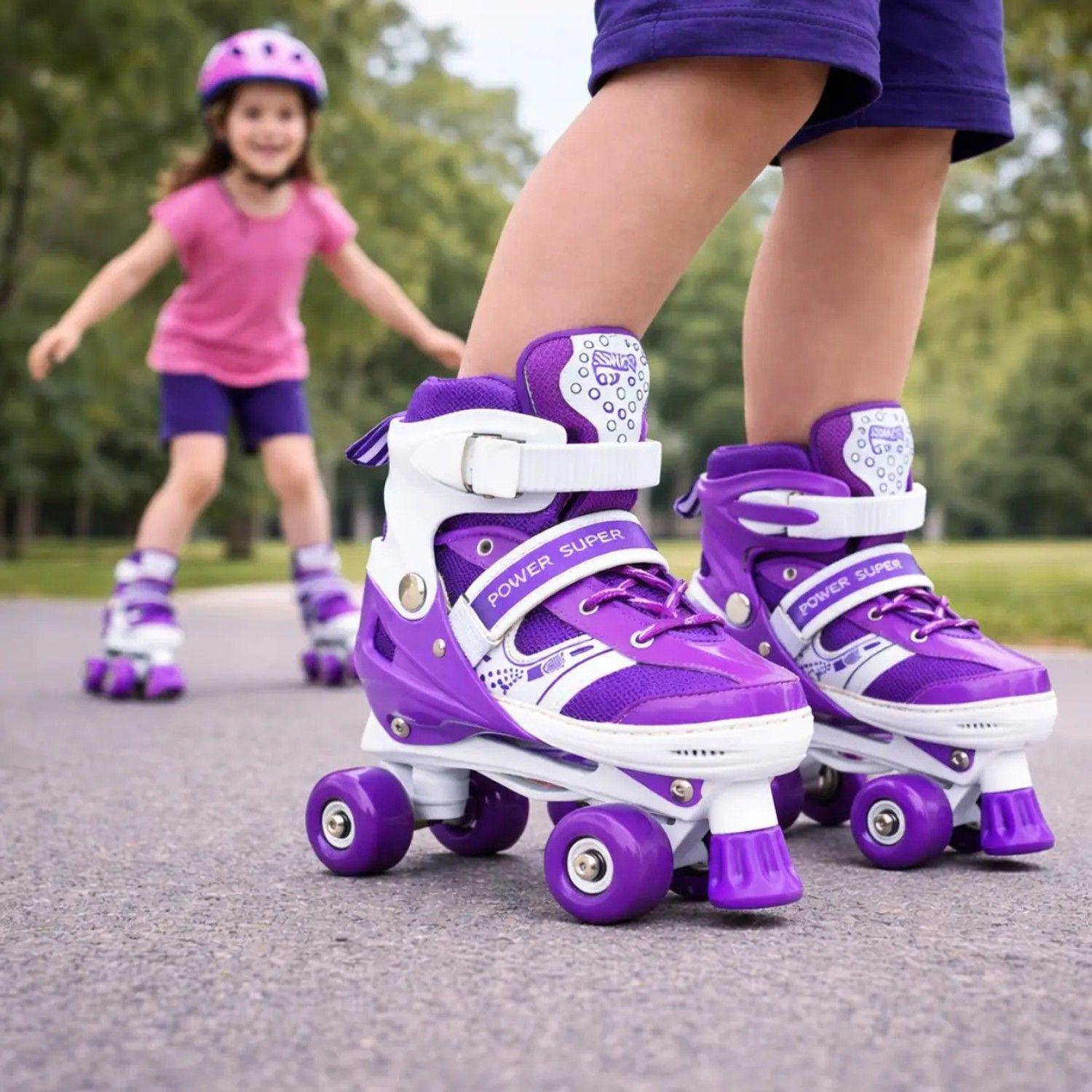 Patines 4 Ruedas Ajustable Artísticos Morado Para Niñas-4