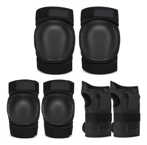 Set De Protección Adultos Rodillera Codera Muñequera Negro-0