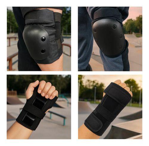Set De Protección Adultos Rodillera Codera Muñequera Negro-4