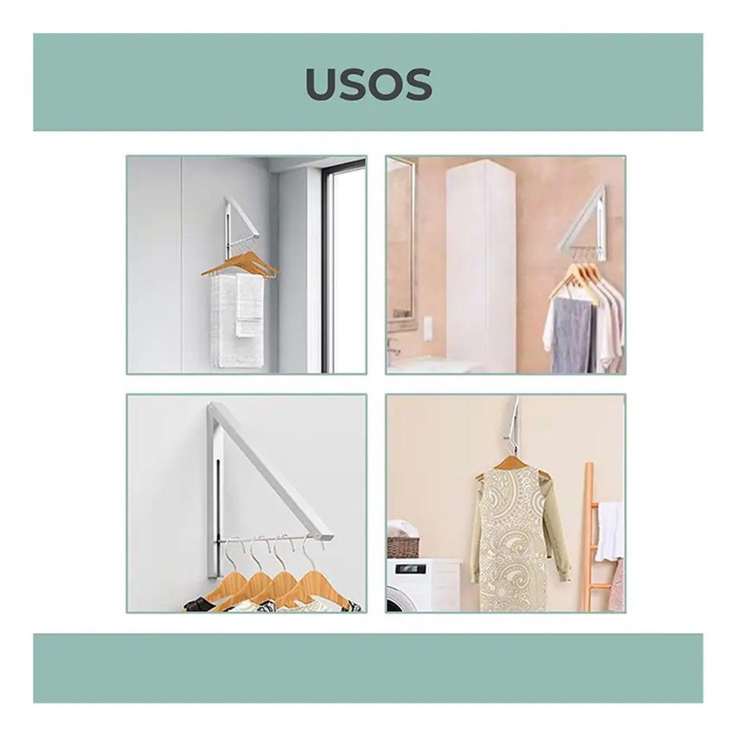 Tendedero De Ropa Plegable Pared Colgador Ajustable Aluminio-3