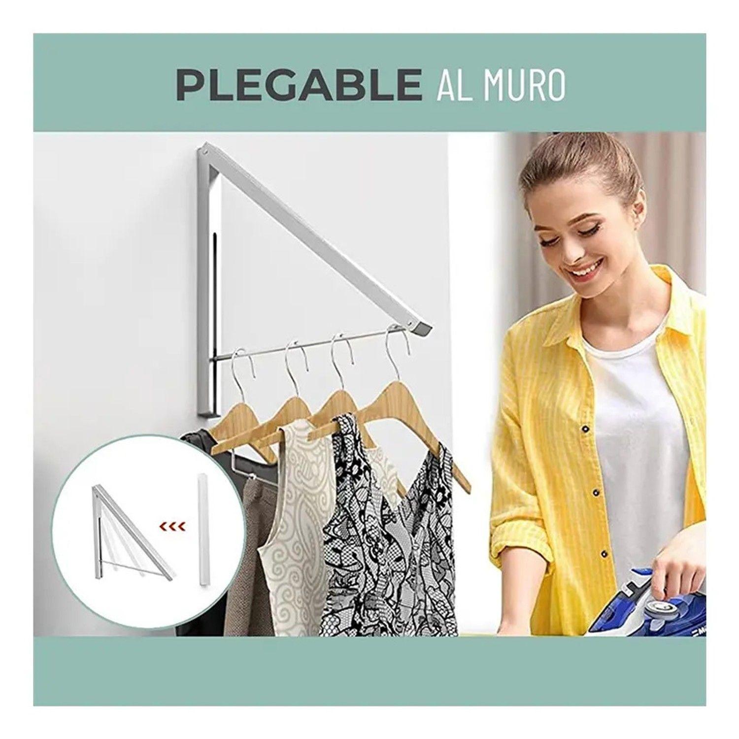 Tendedero De Ropa Plegable Pared Colgador Ajustable Aluminio-6