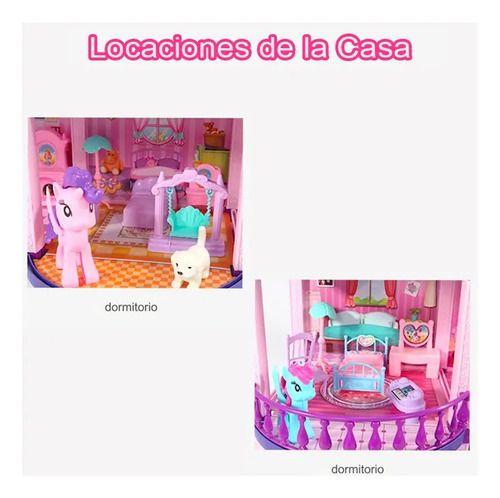 Casa De Muñecas Infantil Niñas 60x22x38cm Pony Juguete -5