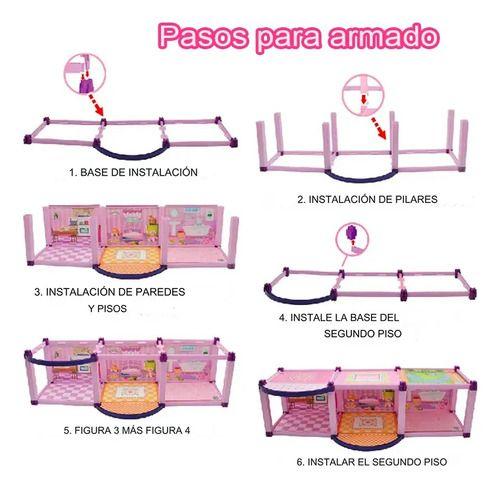 Casa De Muñecas Infantil Niñas 60x22x38cm Pony Juguete -6