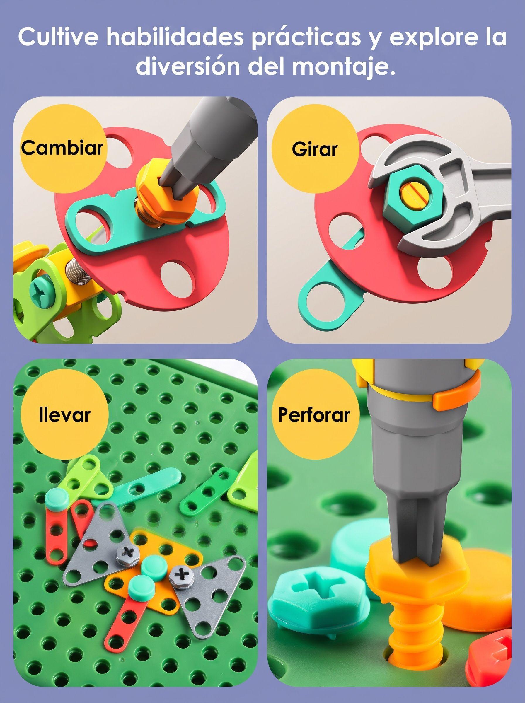 Kit Construcción Juguete Niños 450 Pzs Maletín Taladro Dino-6