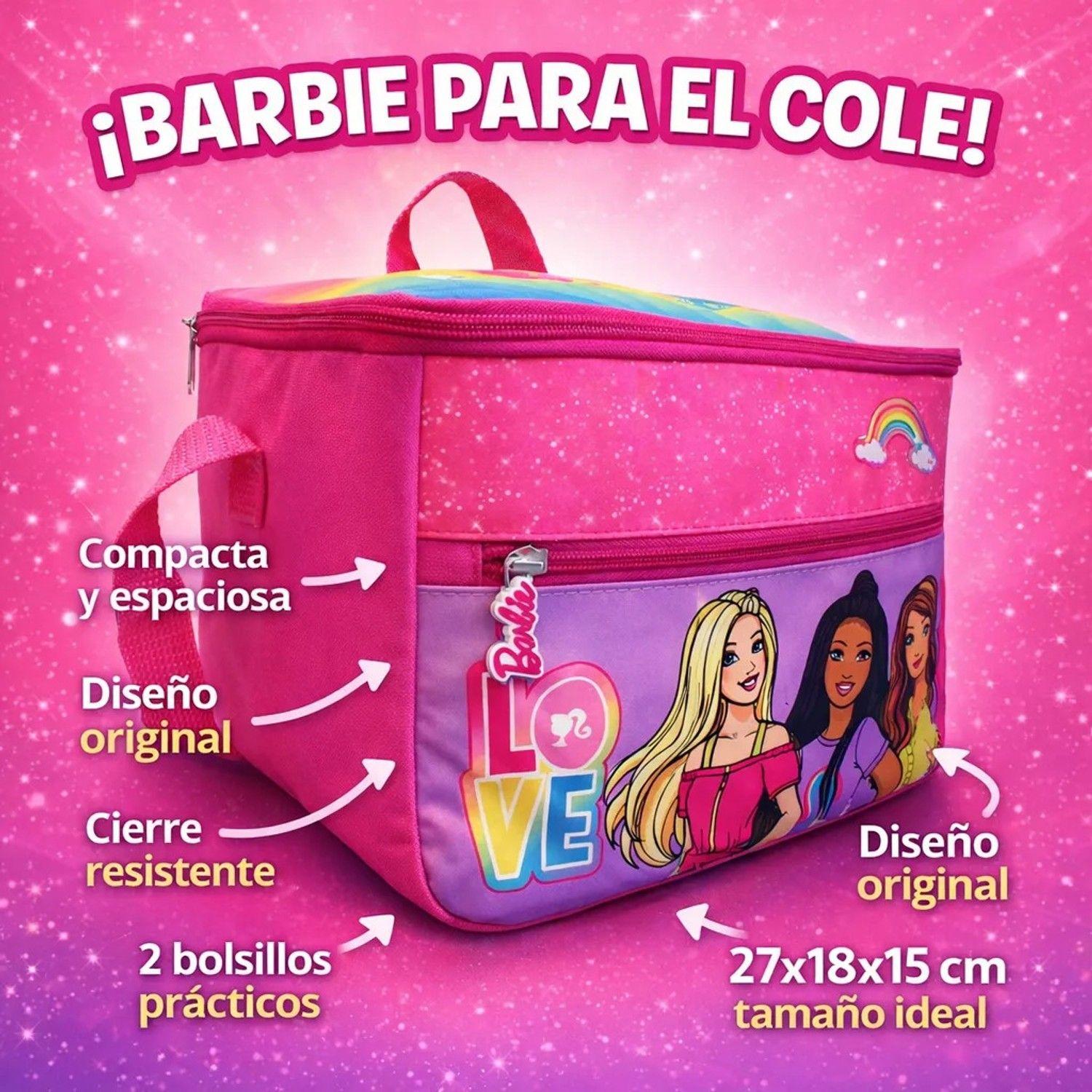 Lonchera Barbie Térmica Rosado Escolar Niña Original-4