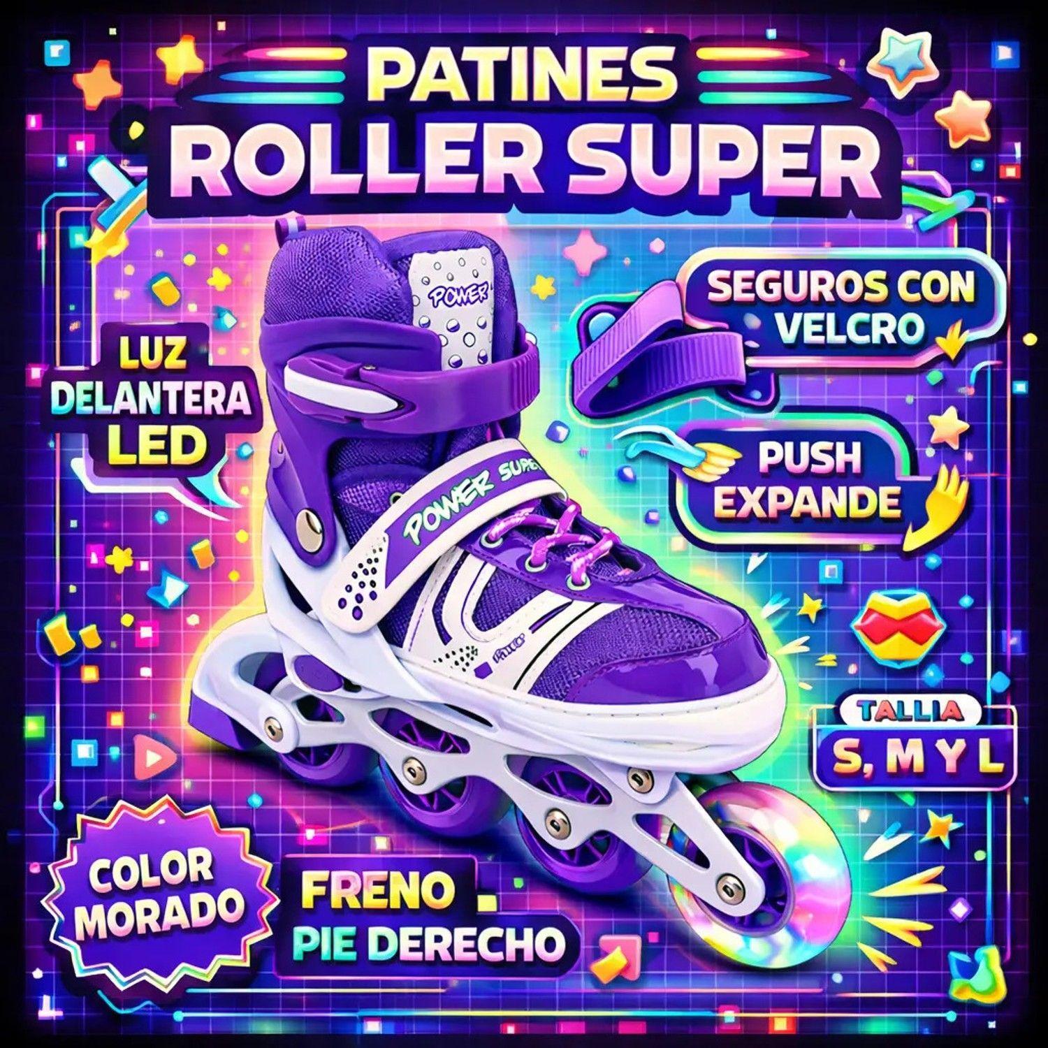 Patines En Linea Ajustables Roller Morado Rueda Led Niñas-4