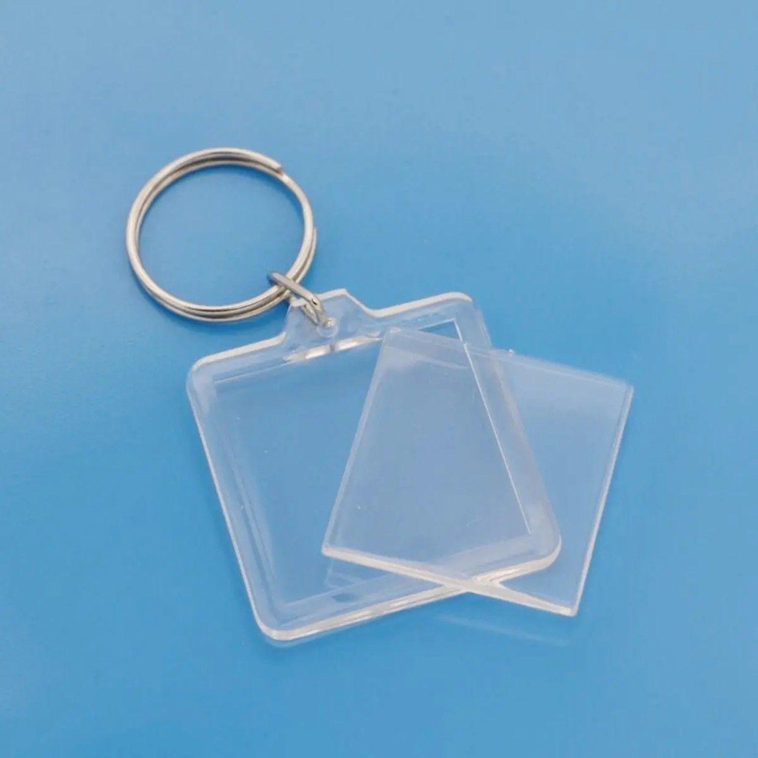 Pack 100 Llaveros Acrílico Cuadrado Portafoto Publicitario-2