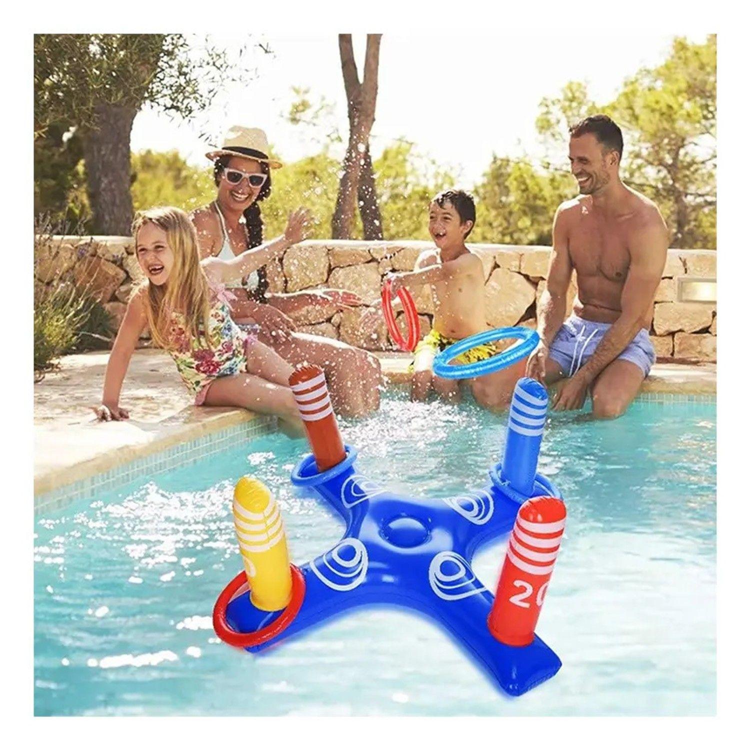 Juego Inflable Lanzamiento Anillos Aros Piscina Pool24k-2