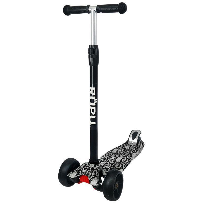 Scooter Monopatin Rupu Black Skull Regulable Ruedas Led-1
