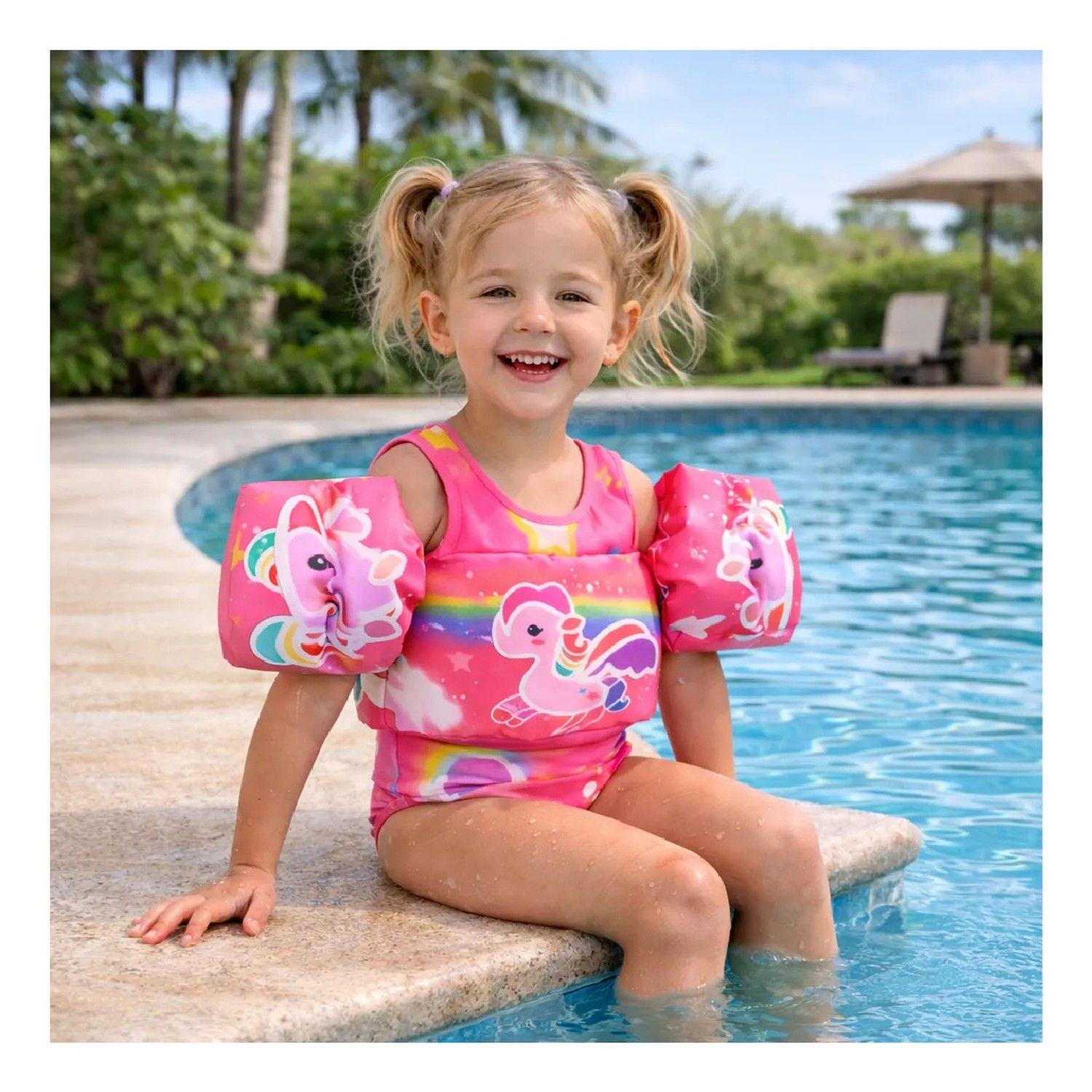 Chaleco Flotador Alitas Unicornio Pink 2 A 6 Años Niñas-3