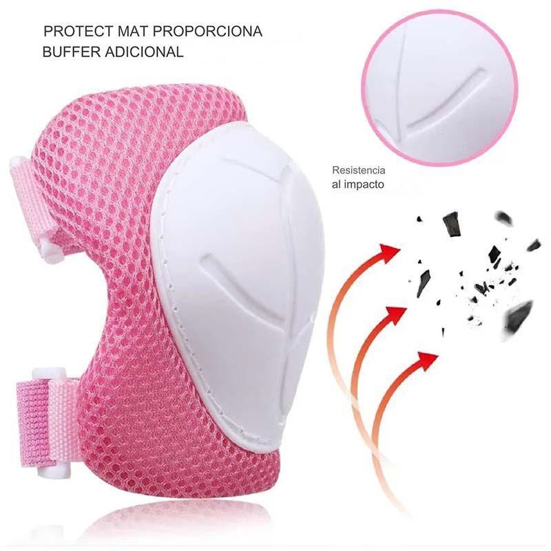 Set De Protección Blanco Casco Rodillera Codera Muñequera-2