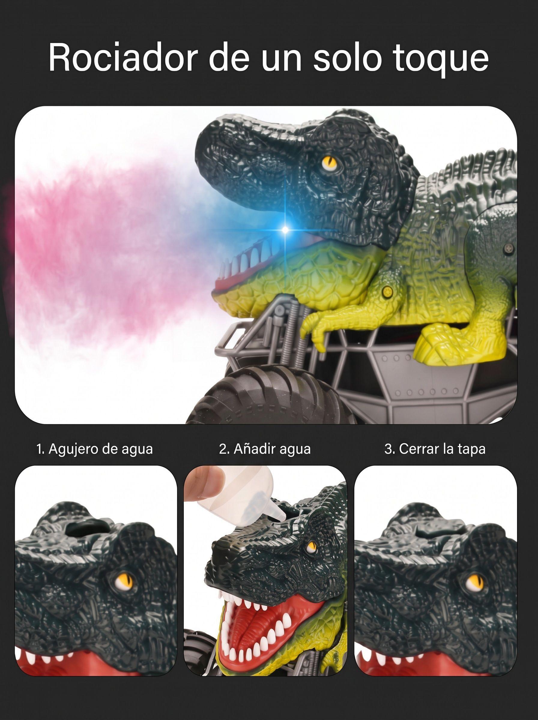 Auto Dinosaurio Recargable Control Remoto Vapor Juguete Niño Verde Dinosaurio-3