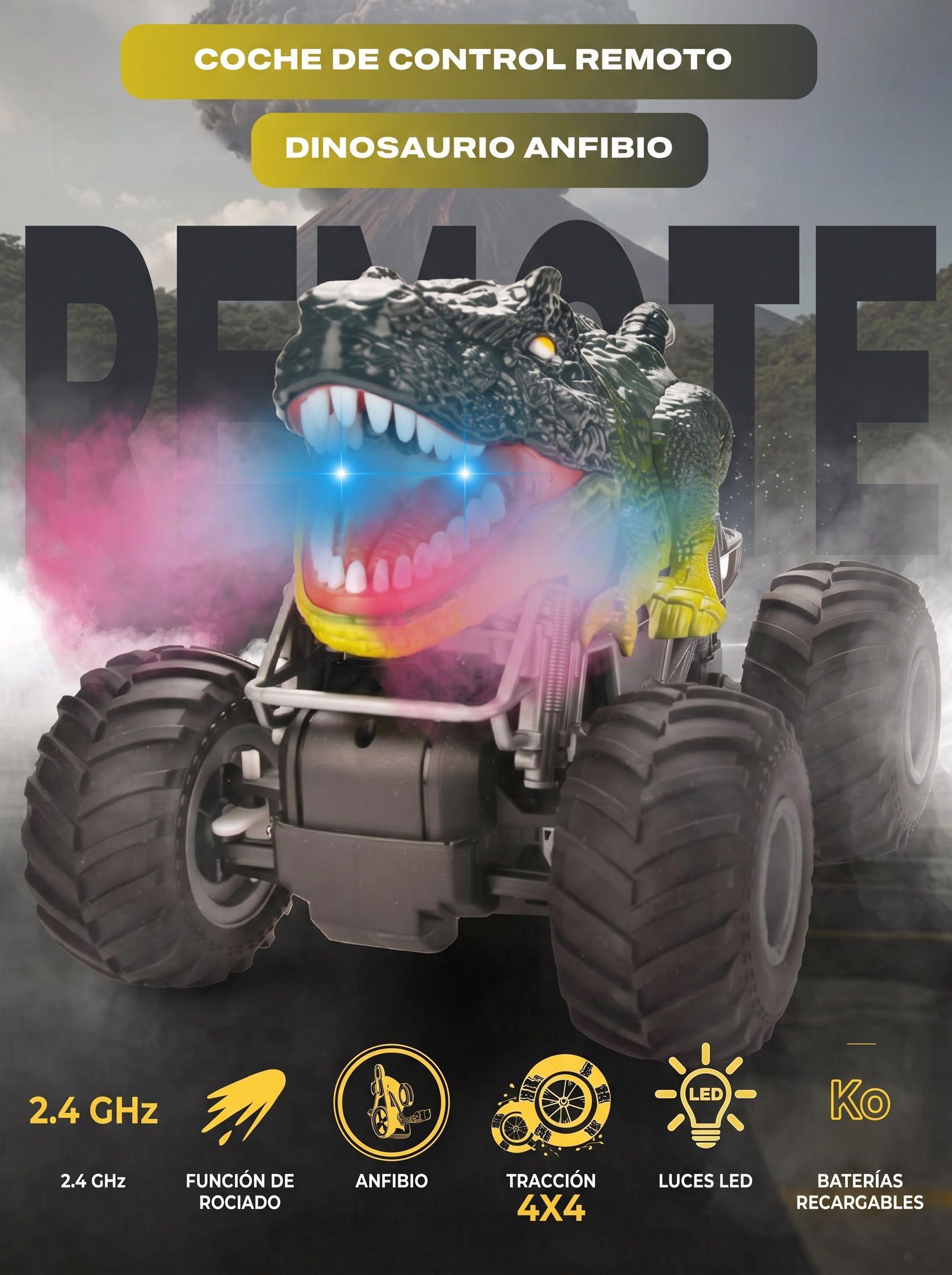Auto Dinosaurio Recargable Control Remoto Vapor Juguete Niño Verde Dinosaurio-4