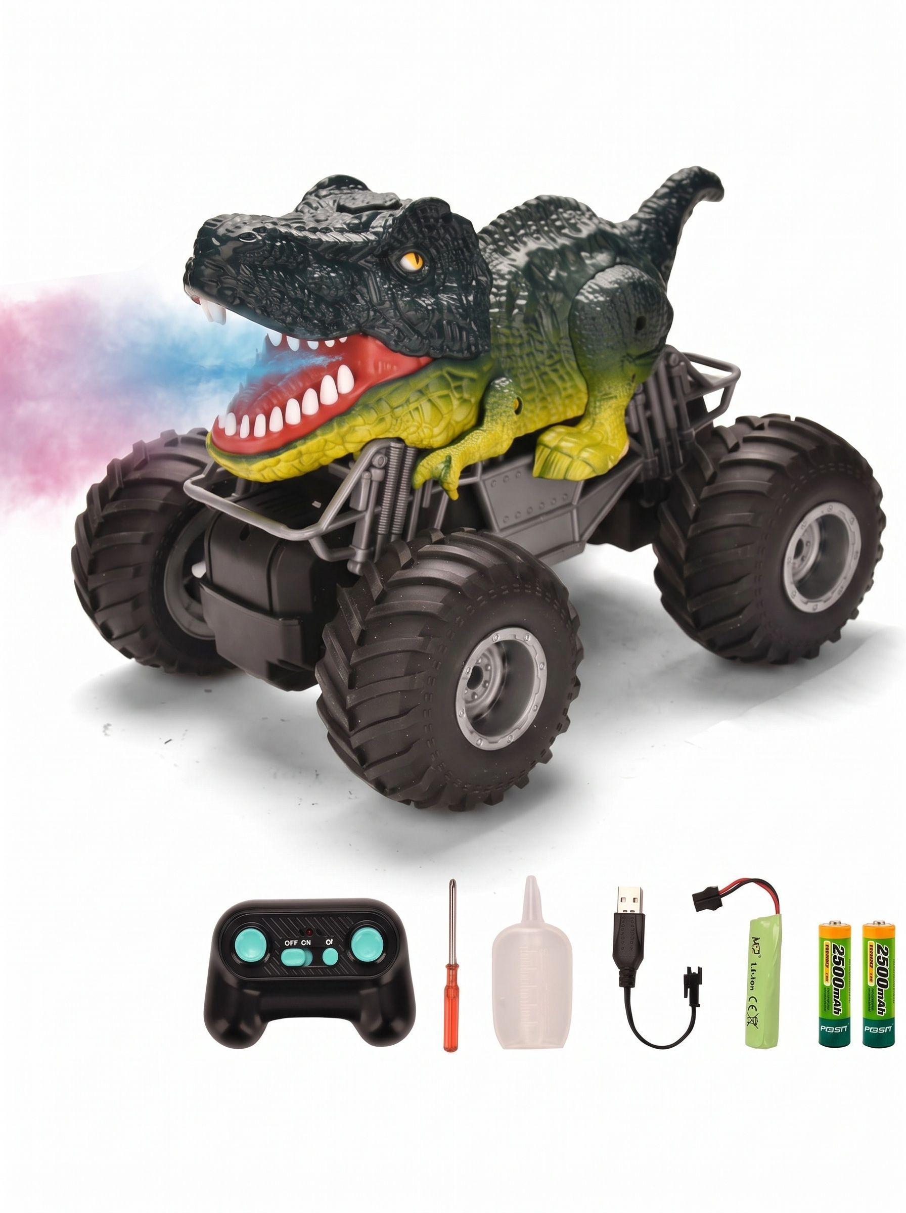 Auto Dinosaurio Recargable Control Remoto Vapor Juguete Niño Verde Dinosaurio-5