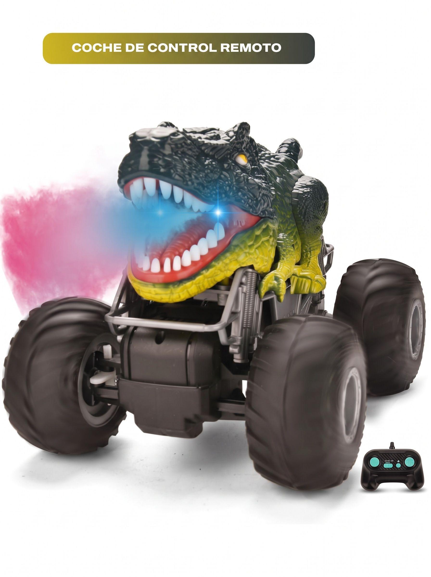 Auto Dinosaurio Recargable Control Remoto Vapor Juguete Niño Verde Dinosaurio-6