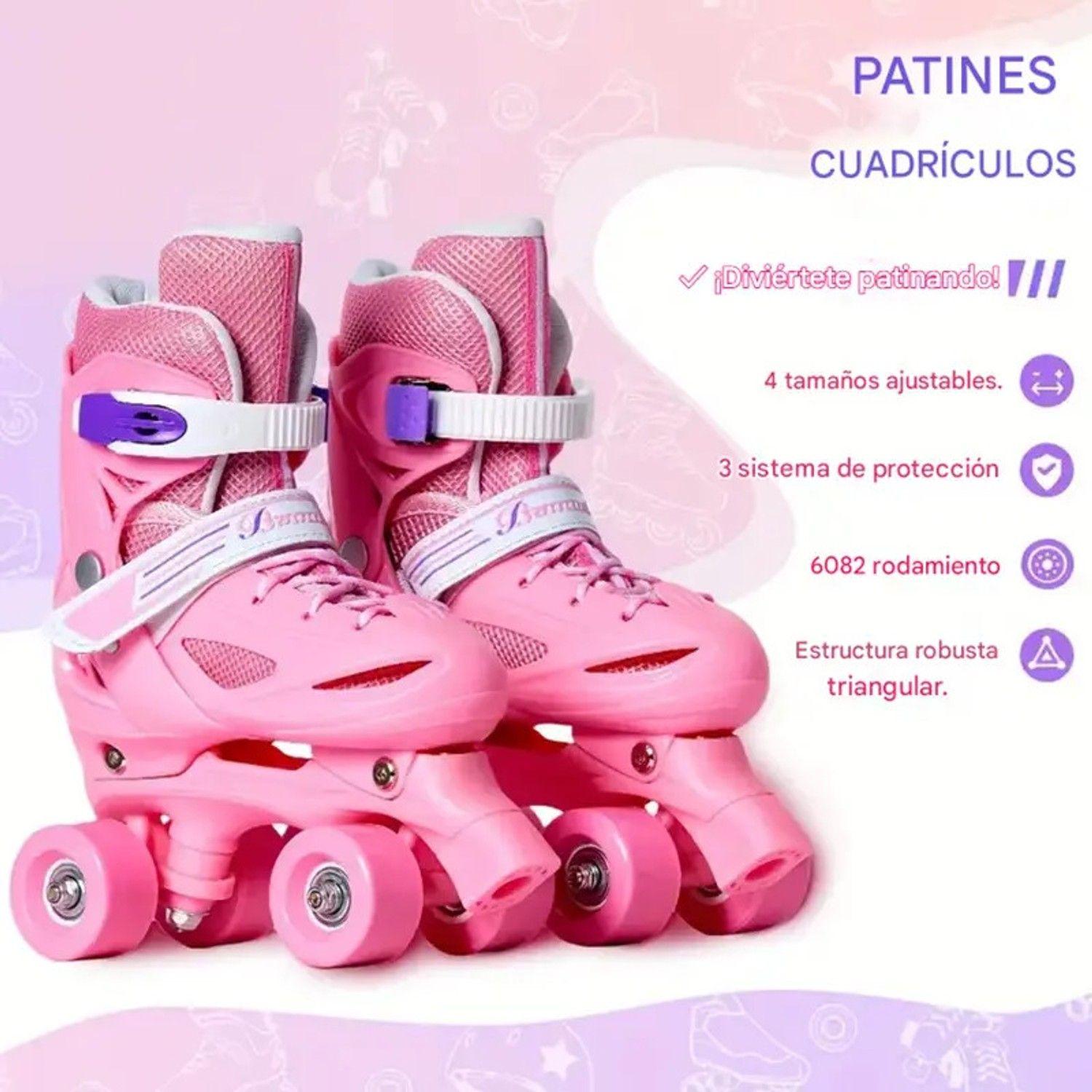 Patines 4 Ruedas Ajustable Artísticos Para Niñas Rosado -4