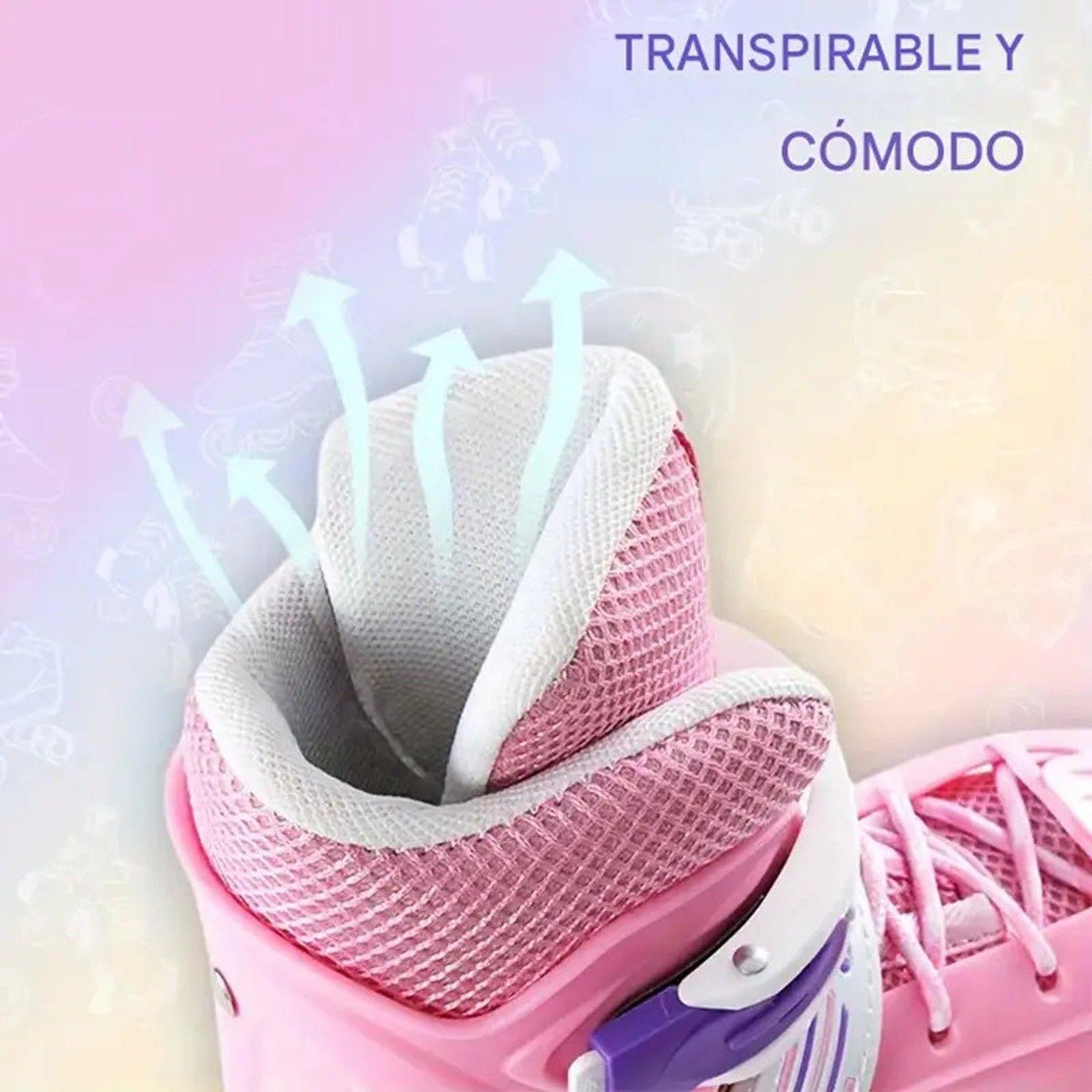 Patines 4 Ruedas Ajustable Artísticos Para Niñas Rosado -6