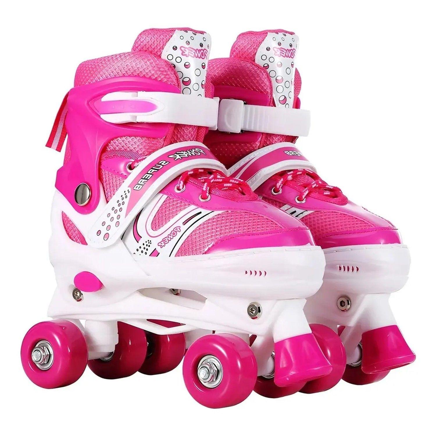 Patines 4 Ruedas Ajustable Artísticos Rosado Para Niñas-4