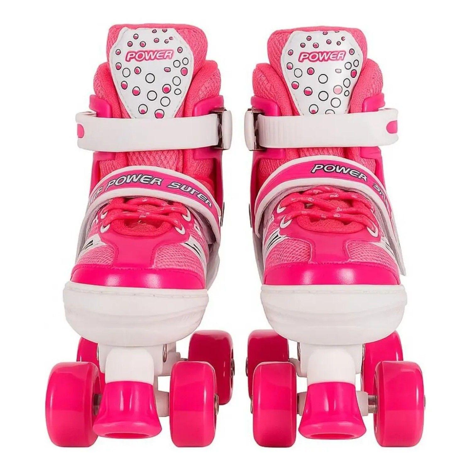 Patines 4 Ruedas Ajustable Artísticos Rosado Para Niñas-5