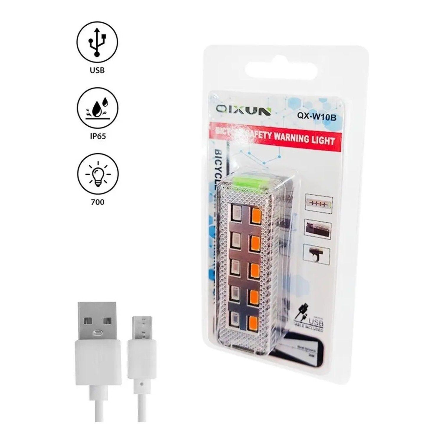 Luz Led Para Bicicleta Trasera Qx-w10b Recargable Usb Ipx6-2