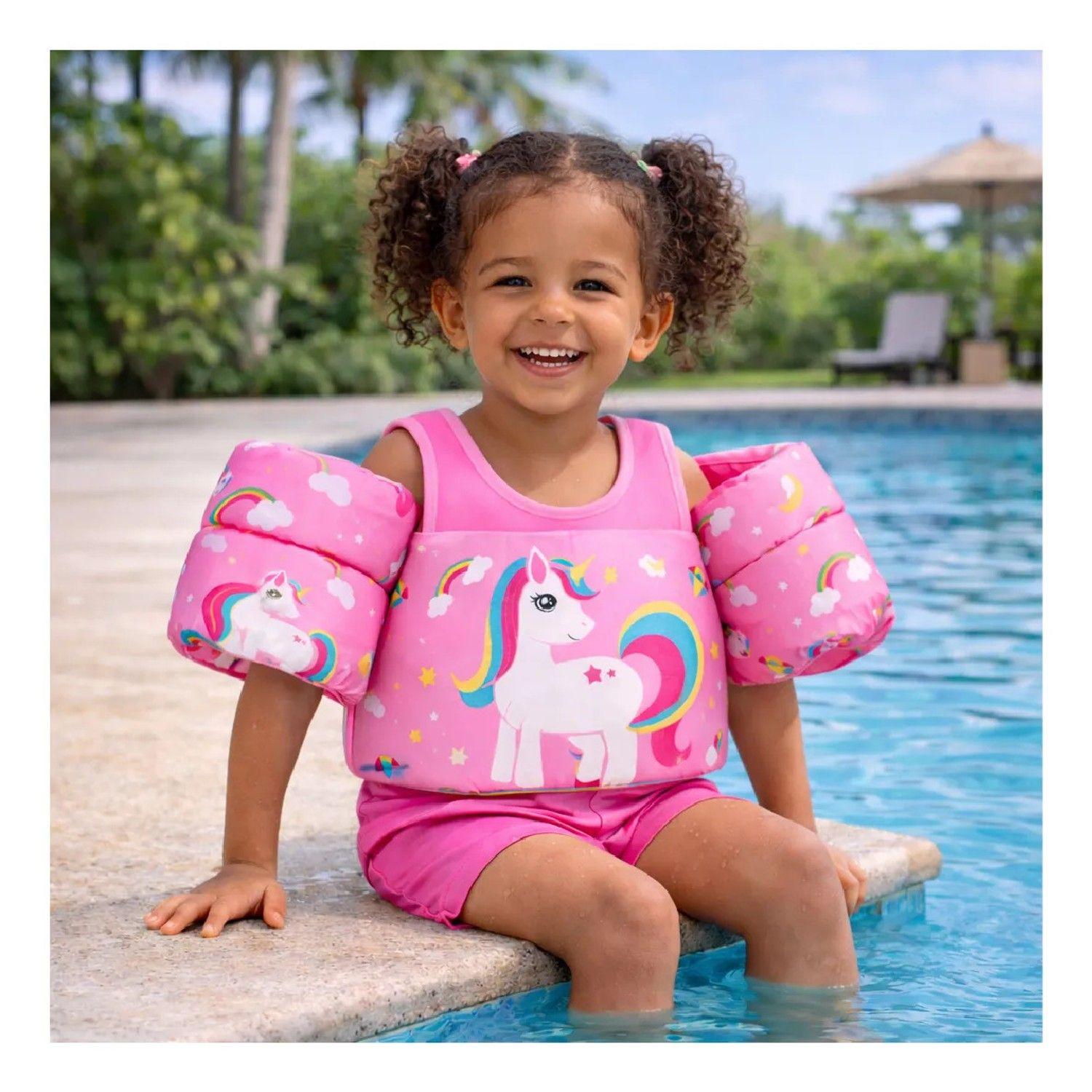 Chaleco Flotador Alitas Unicornio 2 A 6 Años Niñas Piscina-3