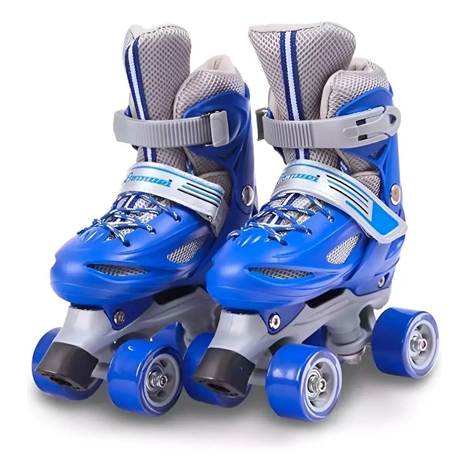 Patines 4 Ruedas Ajustable Azul Para Niños Artísticos -0