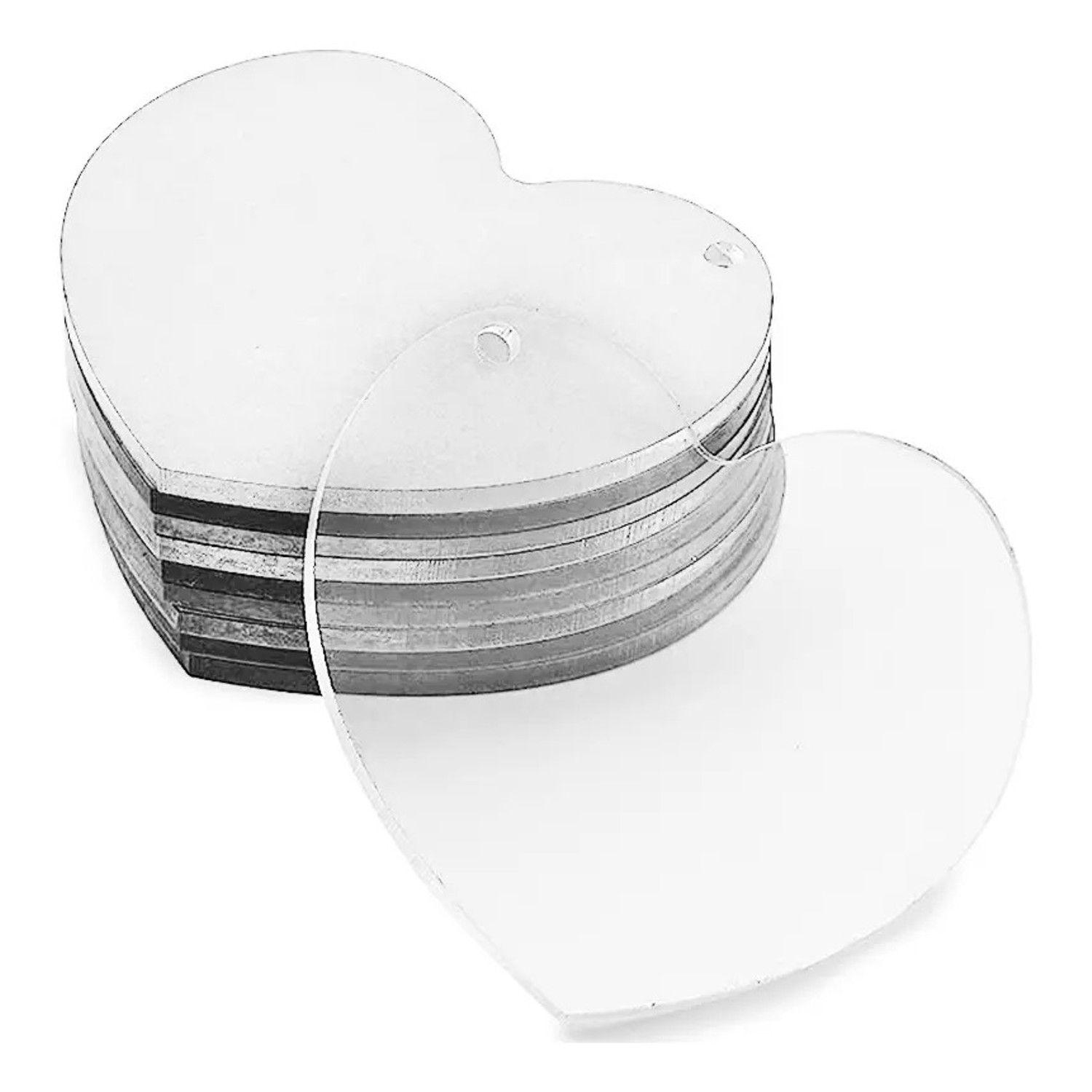50 Llaveros Acrílicos Corazón Transparente Publicitario-9