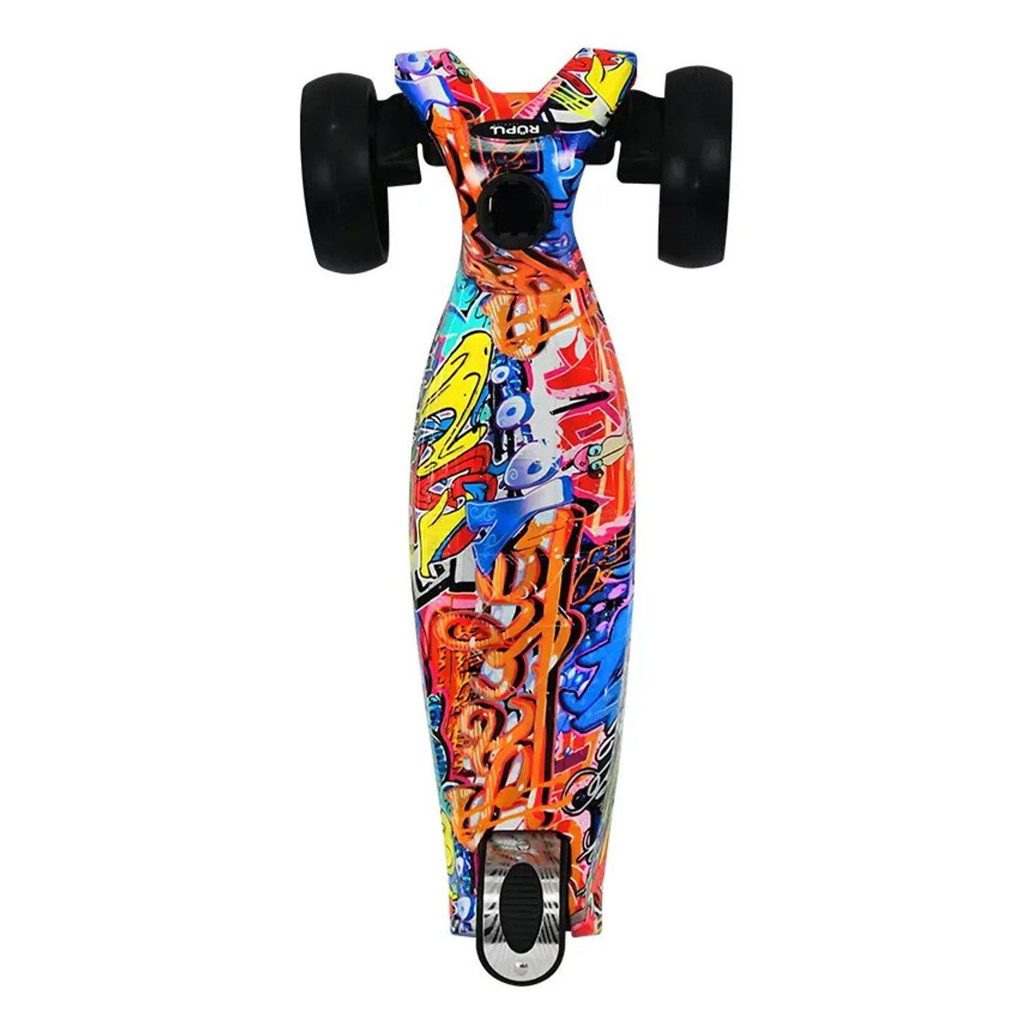 Scooter Monopatin Rupu Graffiti Naranja Niños Regulable Rueda Led-1