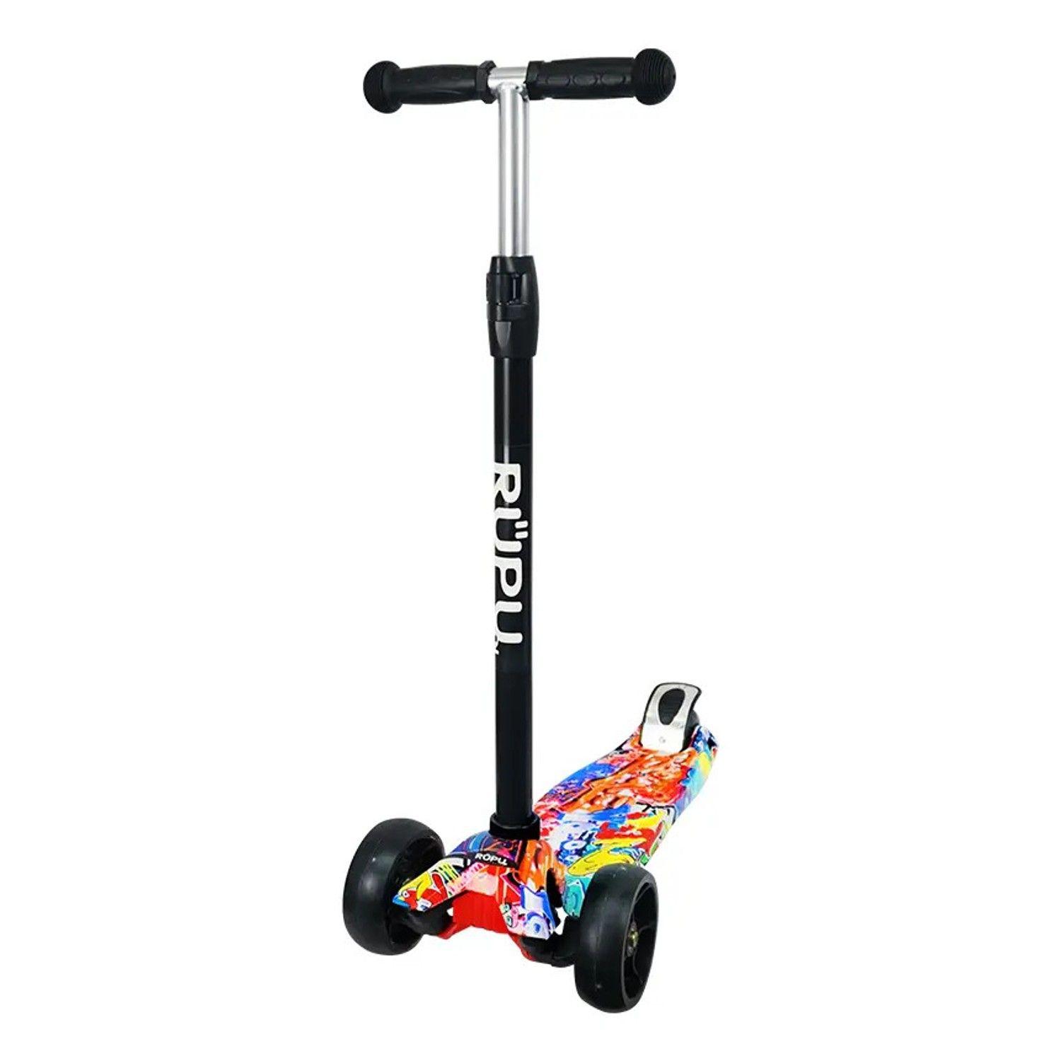Scooter Monopatin Rupu Graffiti Naranja Niños Regulable Rueda Led-2