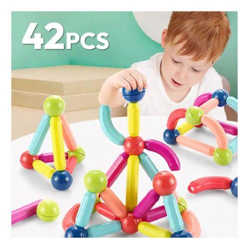 Bloques Magnéticos Sticks Construcción 42 Pcs Juguete Niños 42 Magnetic Multicolor-3