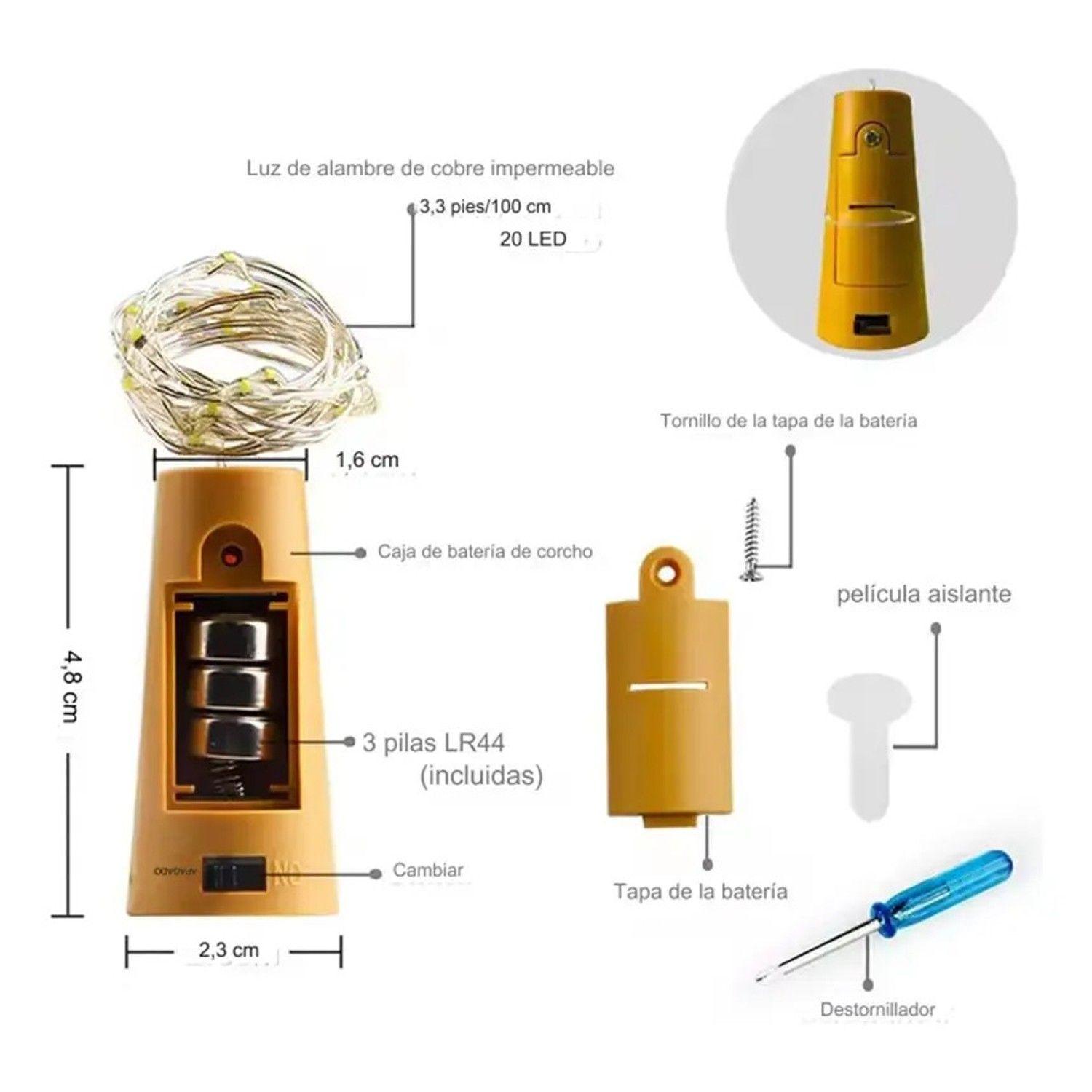 Luces Corcho Micro Led Hada Alambre Boda Deco Calido / Lhua-5