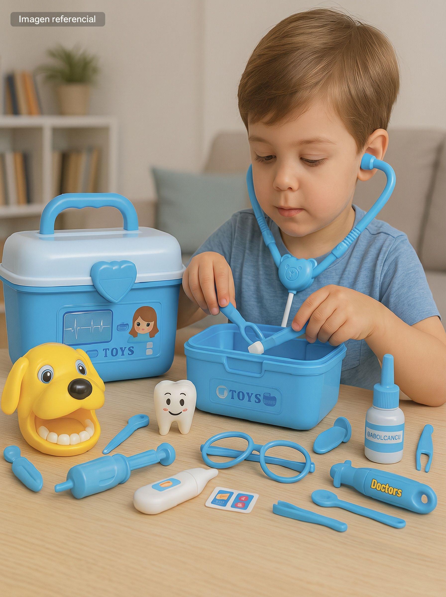 Set Doctor Juguete 75 Piezas Azul Maletín Médico Juego Niños Azul-4