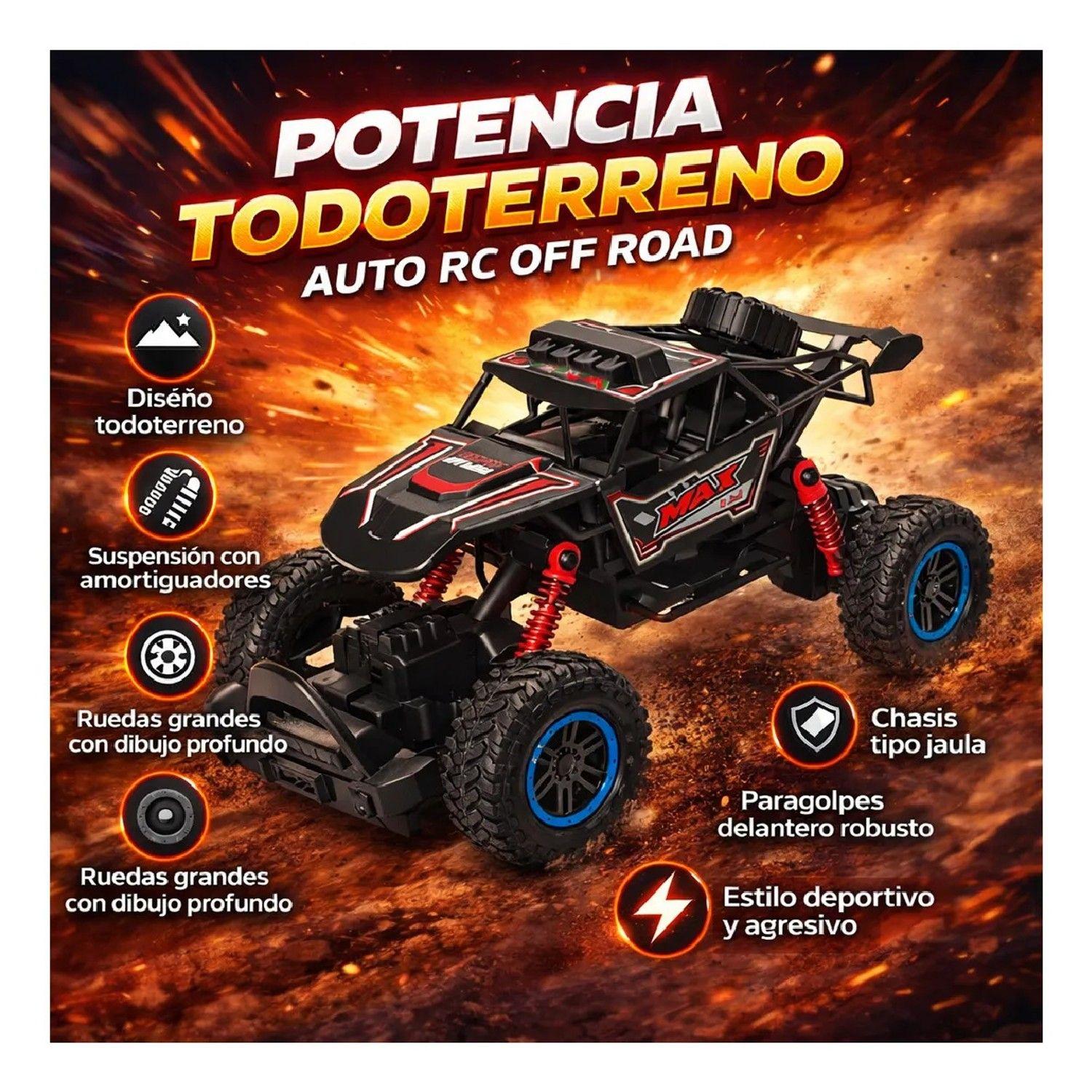 Auto Todoterreno 4x4 Control Remoto Recargable Juguete Niños Negro 4x4 Max Rc-3