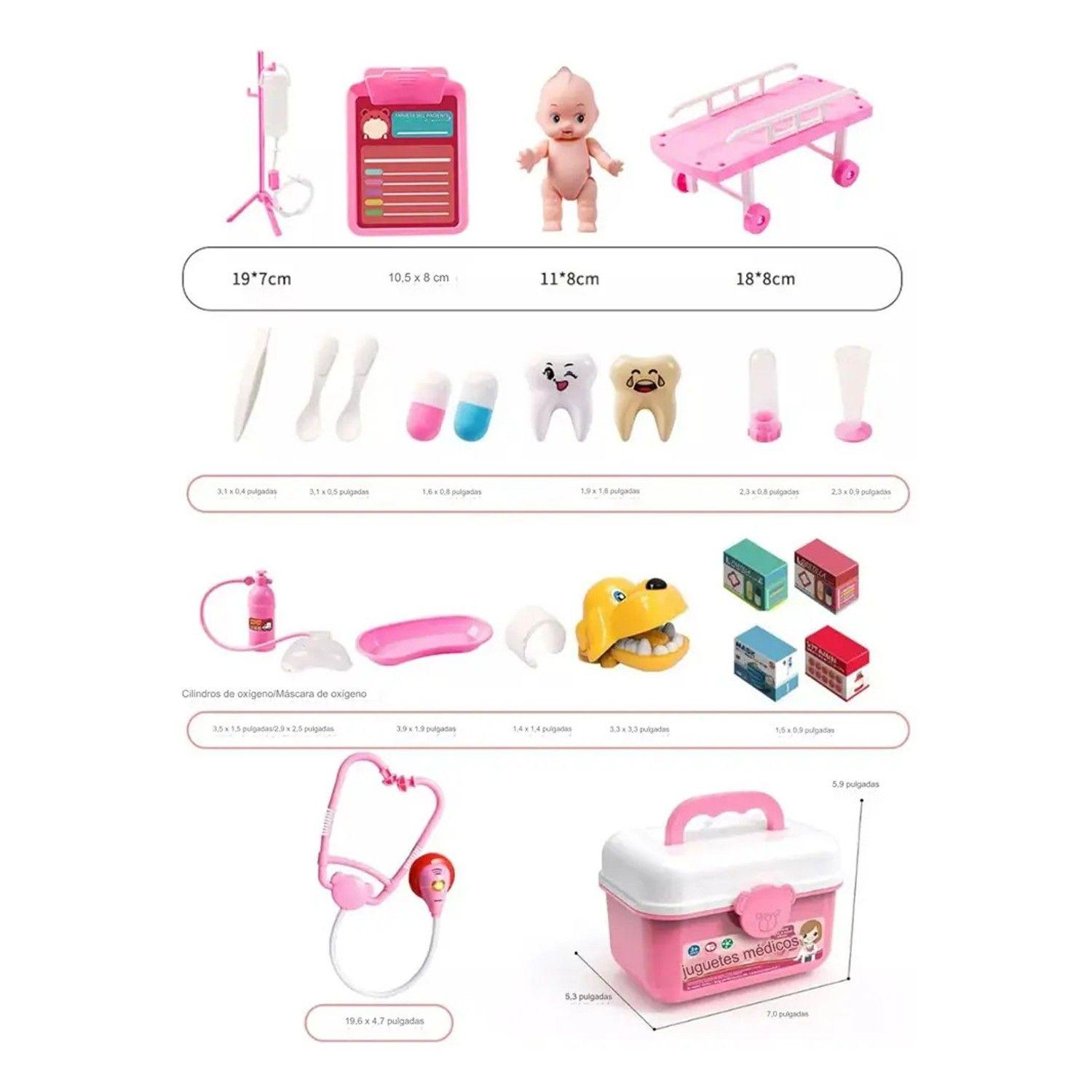 Set Doctor Juguete 75 Piezas Rosado Maletín Médico Niños Rosado-5