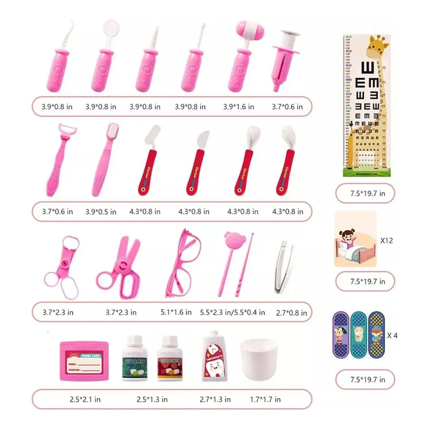 Set Doctor Juguete 75 Piezas Rosado Maletín Médico Niños Rosado-6